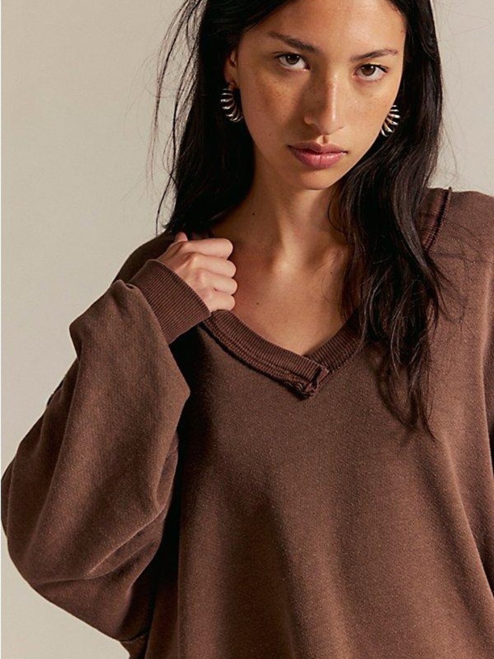 Free People We The Free Venice V-Neck Sweatshirt NWT SZ S MSRP $78